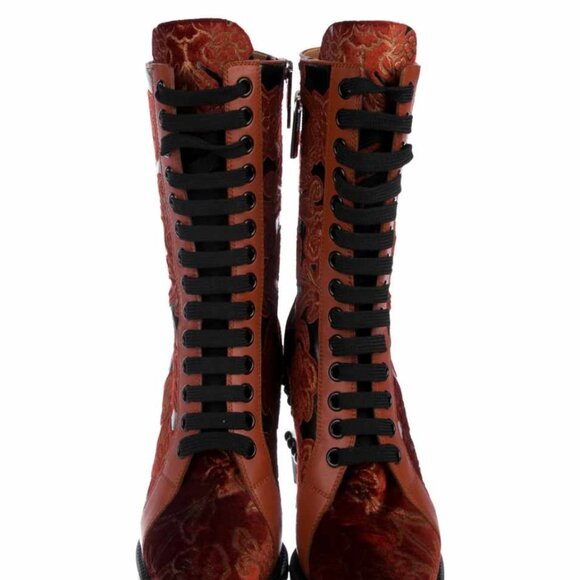 Chloe - Rylee Baroque Velvet Combat Boot U.S size 10 - Picture 8 of 16